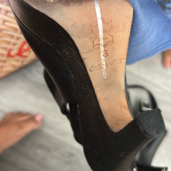 Dolce Vita Black Peep-Toe Heels 6 - Picture 6 of 9